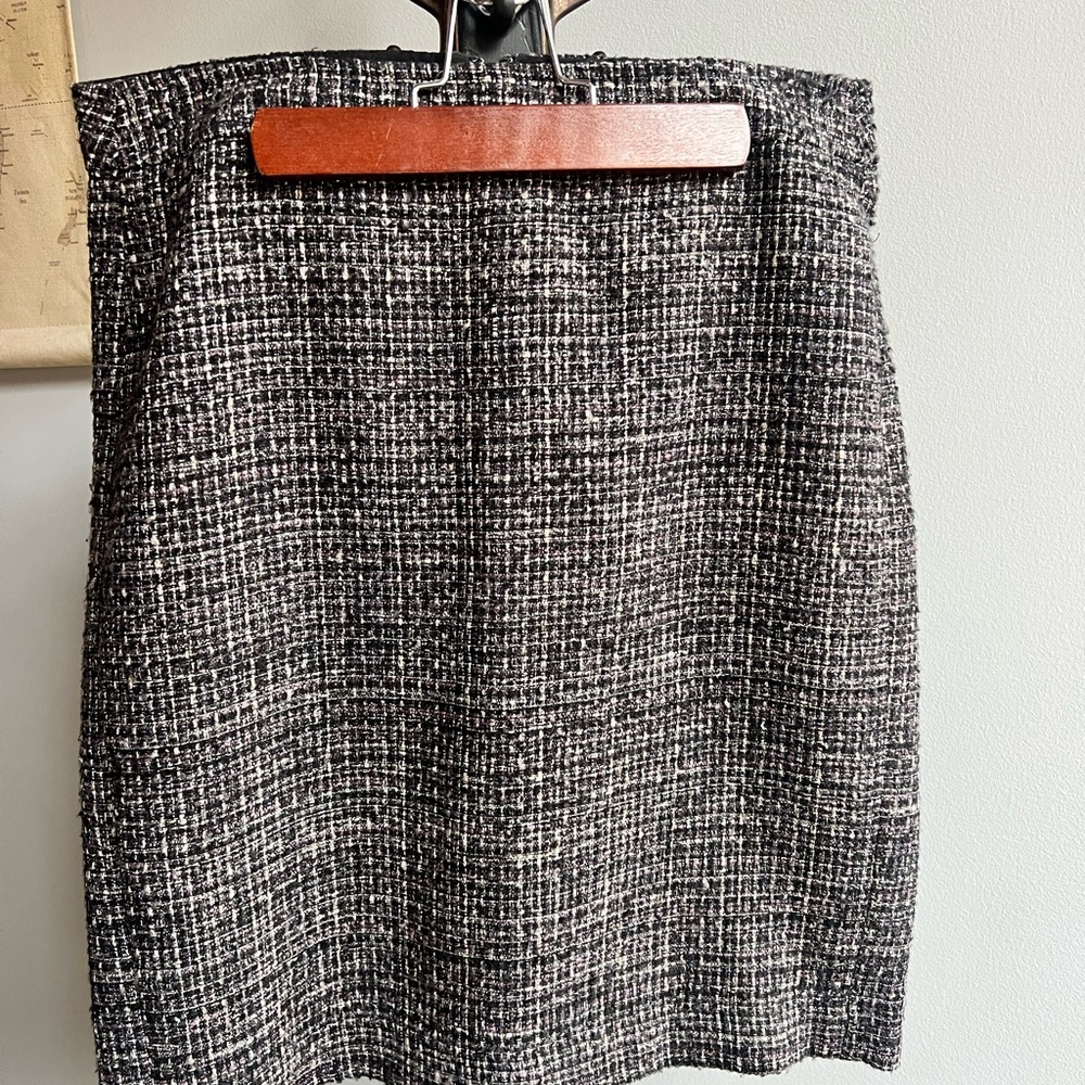 Classic Black, Purple, White Tweed Pencil Skirt